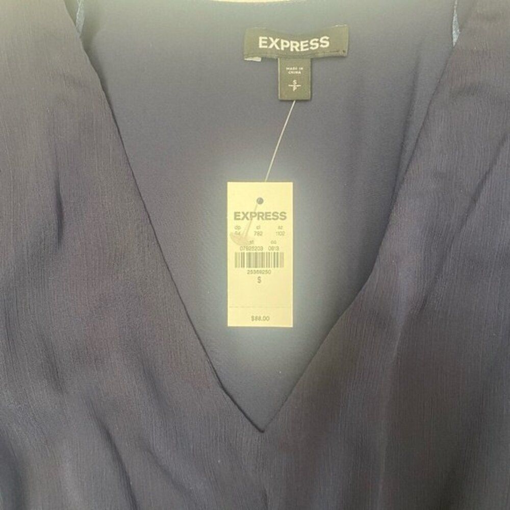 NWT EXPRESS Navy Blue Short Sleeve Maxi Dress Size S - Picture 4 of 5